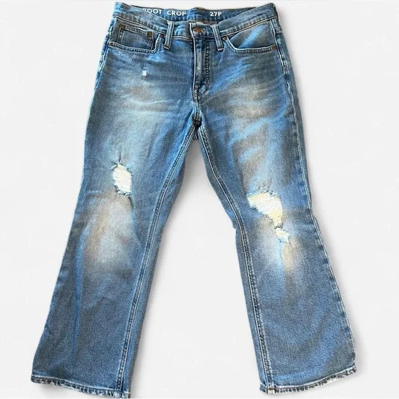 J. Crew Distressed Light Blue Bootcut Jeans Size 27P‎