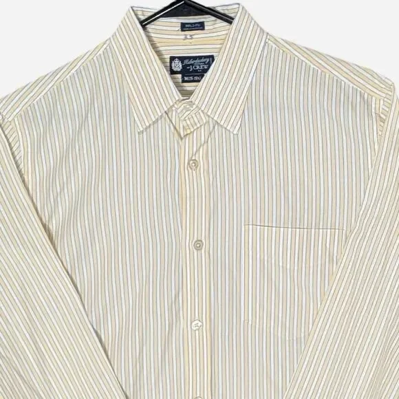J.Crew Haberdashery Shirt Mens Medium M Yellow Striped 80s 2-Ply Cotton L/S