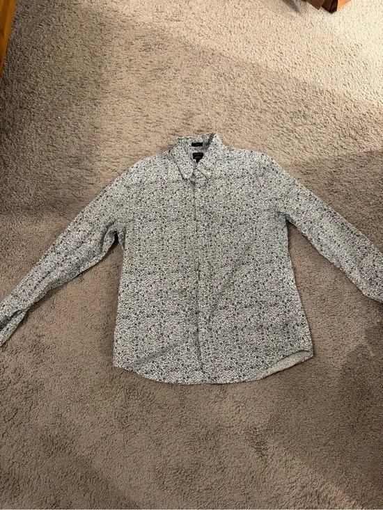 J. Crew White Button-Down Shirt with Blue Floral Print