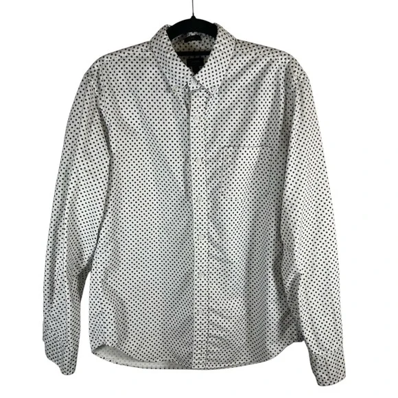 J.Crew‎ Slim Oxford Shirt Mens Large White Blue Floral Geometric Button Down L