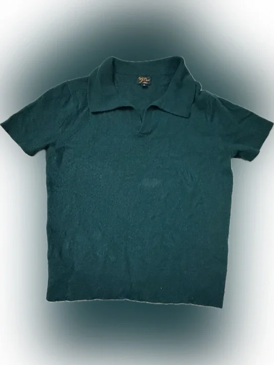 J Crew Cashmere Johnny Collar Polo Sweater Mens Actual Small Green