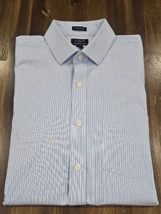 J. Crew Thompson Light Blue and White Pinstripe Dress Shirt