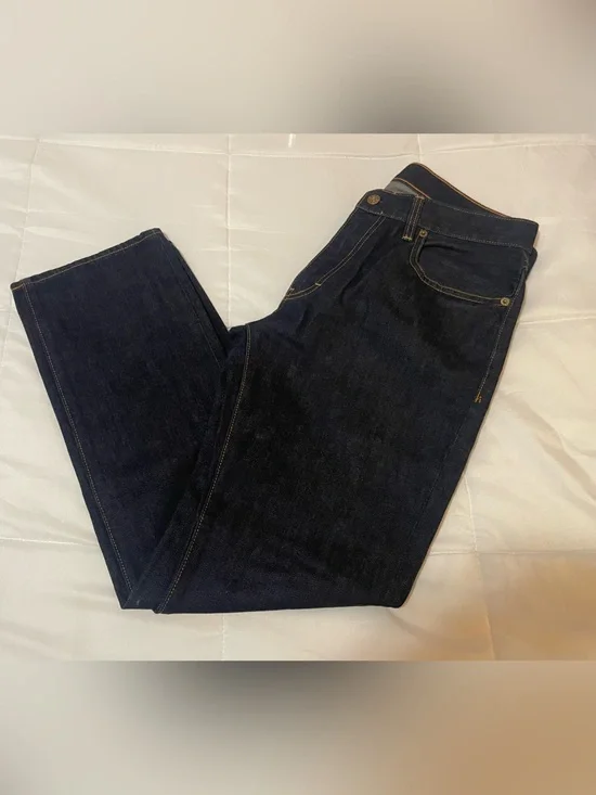 J. Crew Dark Indigo Jeans with Contrast Orange Stitching