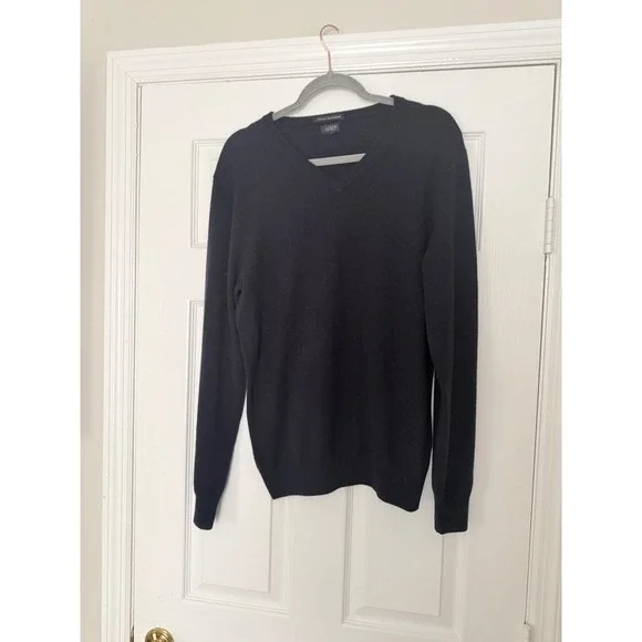 J. Crew Italian Cashmere V-Neck Sweater Black Medium 100% Cashmere