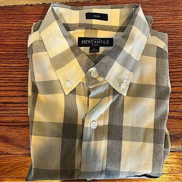 J. Crew Plaid Printed Slim Flex Casual Button-Front Long Sleeve Shirt Size Large