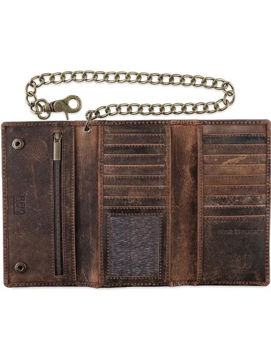 Classic RFID Blocking Men's Tri-Fold Wallet - Vintage Cowhide Leather, Steel