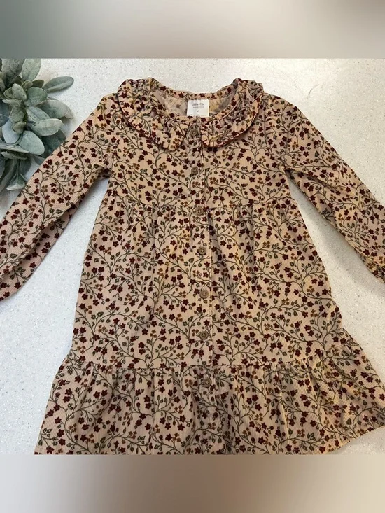 ✨Little & Co Girls Floral Long Sleeve Collared Dress Size 4T