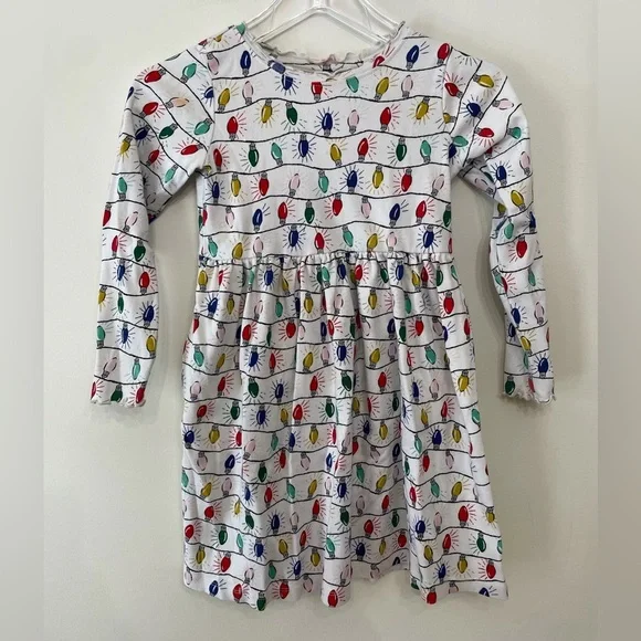 Hanna Andersson Holiday Print Rib Dress Long Sleeve Christmas Girls US 8 130