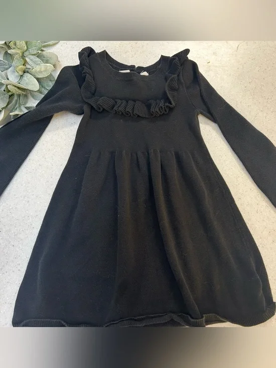 Baby Gap Black Ruffle Sweater Dress Long Sleeve Girls Size 4T