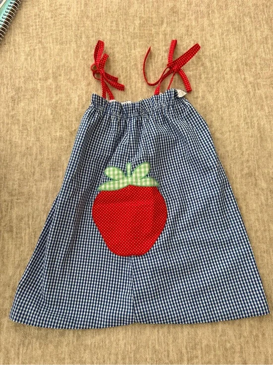 Strawberry Appliqué Gingham Sundress