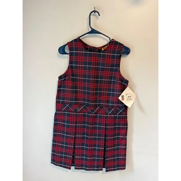 Rifle Official Schoolwear Kids Plaid Jumper School Uniform Dress Navy Red 10.5 H