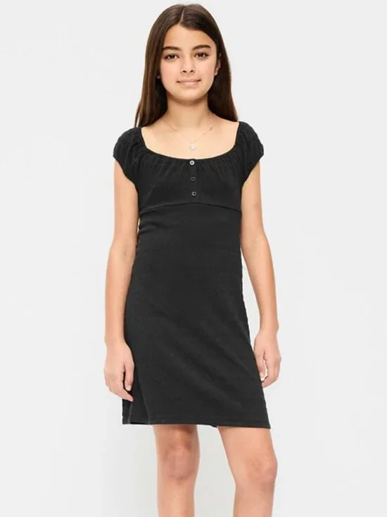 Girls Smocked Jersey Henley Dress by Old Navy  Black Size M (8)  New with Tags
