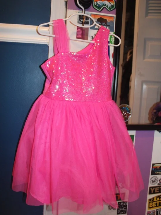 Cat & Jack Girls Sequin Tutu Dress Hot Pink Tulle Party Birthday Size 6
