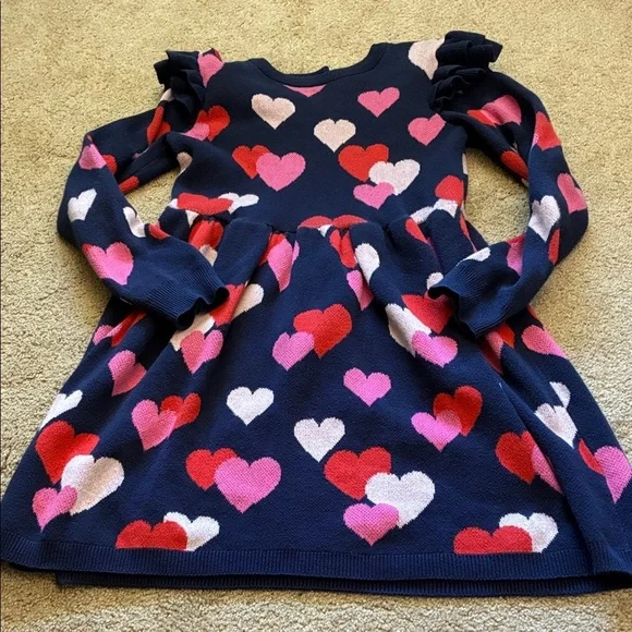 Janie and Jack 💖 Sweetheart Ruffle Shoulder Sweater Dress size 10