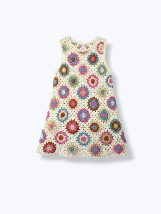 Zara Crochet Knit Dress Size 5 Years ( 110cm), Multicolored