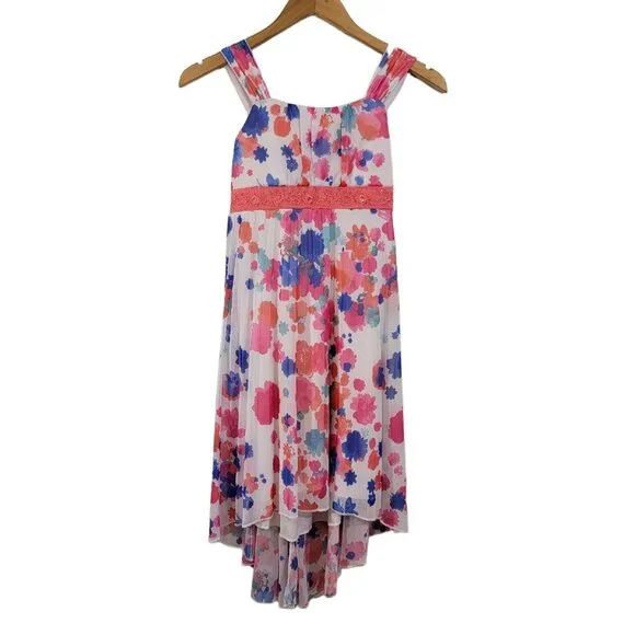 Speechless‎ Dress Pink Blue Floral Asymmetric Sleeveless Party Dress Girls Sz 12