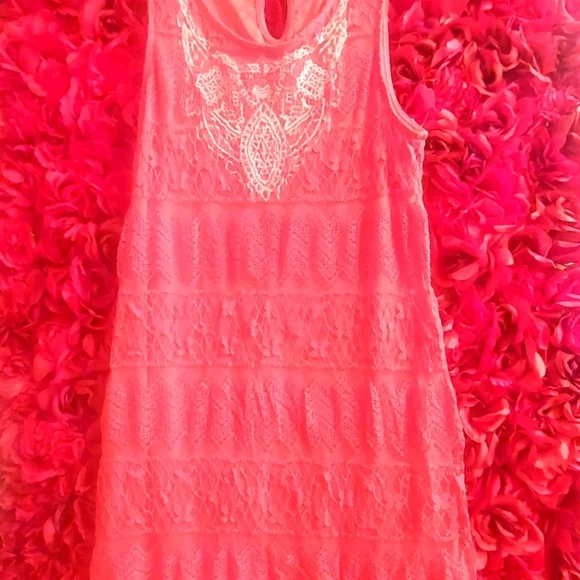 Xhilaration Girls Coral & Turquoise Maxi Dress with keyhole in back Size 10