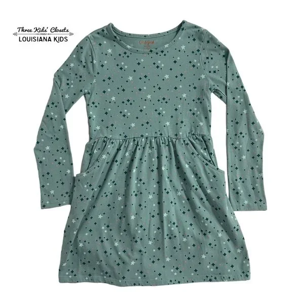 Cat & Jack M (7/8) Green Star Print Dress