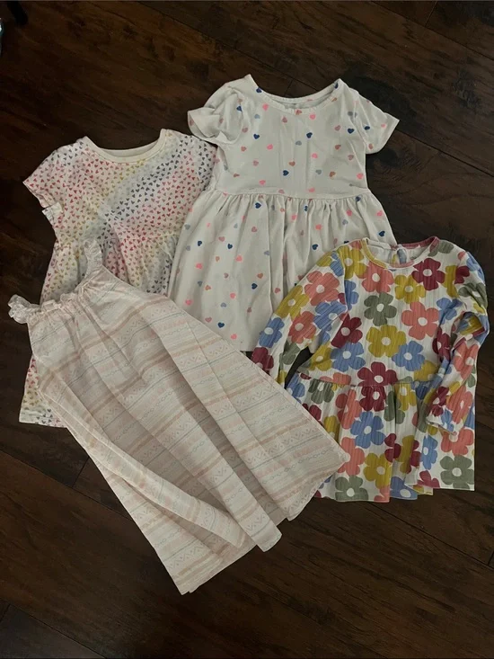 Girls Mixed Dress Lot - Hearts, Florals & Pastel Prints