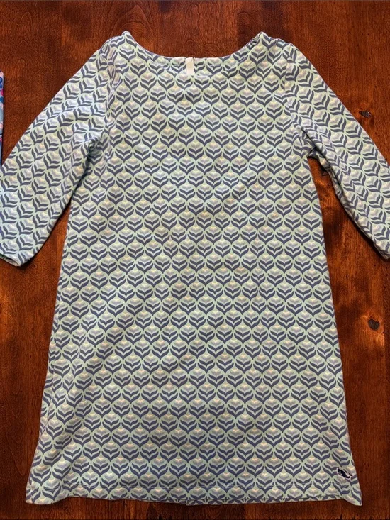 Vineyard Vines Girls Blue and White Patterned Shift Dress