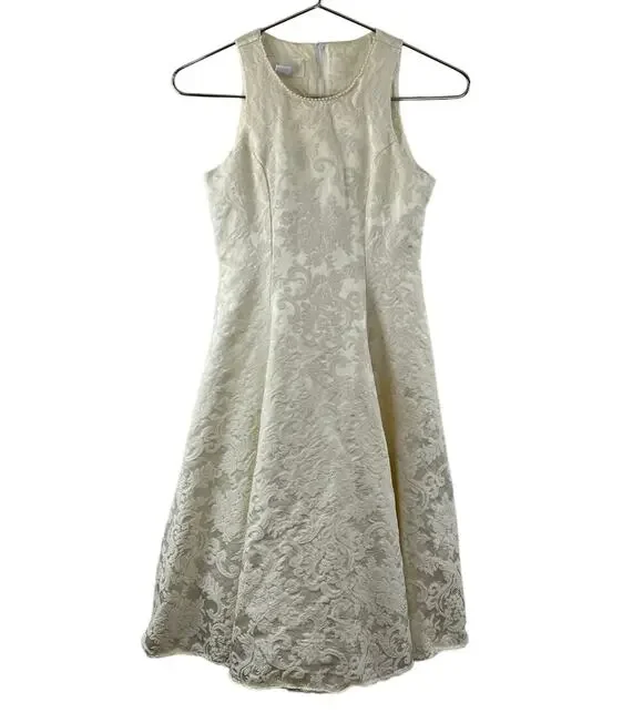 VINTAGE Jessica Mcclintock A-Line Dress Paisley Cotton Round Neck Zip Girls 12