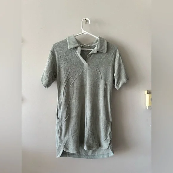 Athleta Girl green fleece Jump In dress or swim cover up L 12 nwot