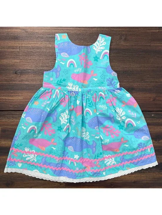 Eleanor Rose Rosemary Dress teal Sea Creature Size 3-4