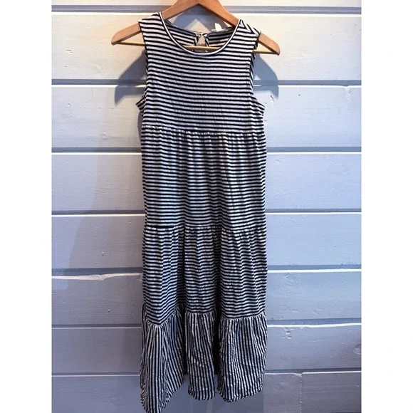 J. Crew crewcuts girls tiered casual sleeveless maxi dress, XL, navy & white