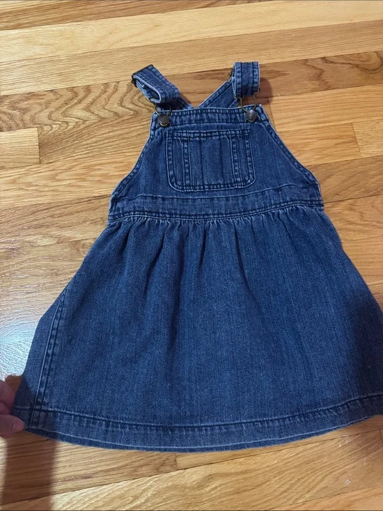Chaps Dark Blue Denim Pinafore Skirt Dress