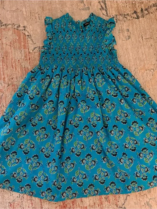 French Connection Teal Floral Smocked Dress