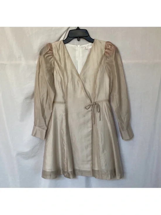 GB girls Light Beige Long Sleeve Wrap Dress