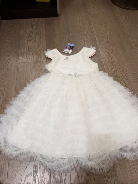 White Ruffle Tulle Party Dress