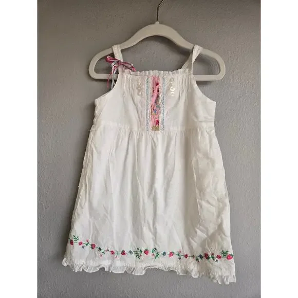 Flapdoodles White Swiss Dot‎ Embroidered Strawberry Sundress 24M