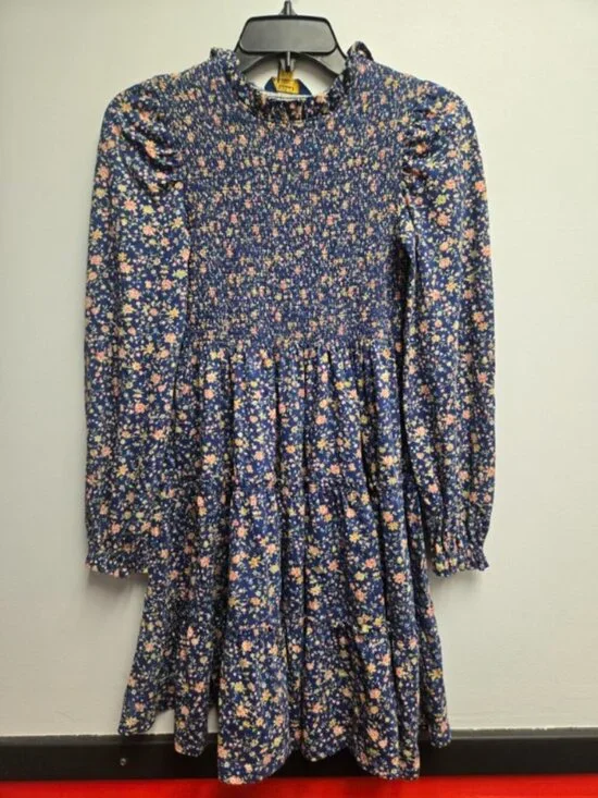 Polo Ralph Lauren Girls Floral Smocked Cotton Jersey Dress Size L 12-14 Boho