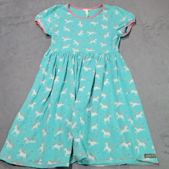 Matilda Jane Dress‎ Girls 10 Turquoise Unicorn Star Rainbow Short Sleeve Twirl