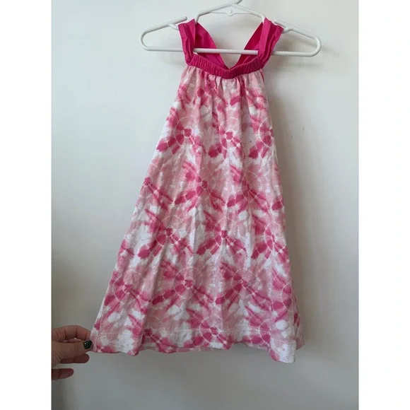 Crewcuts Girls Pink Tie Dye Halter Dress Cross Back XXS Summer Beach
