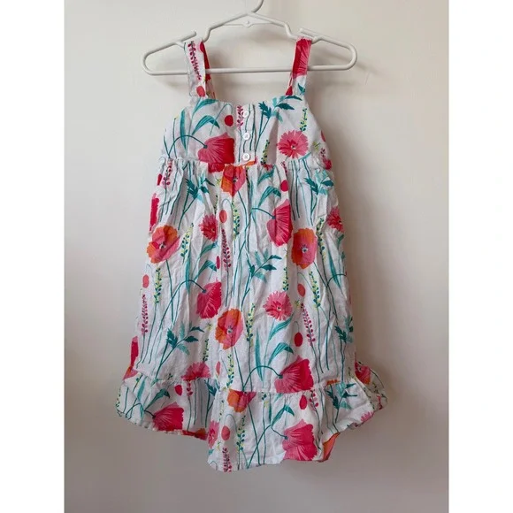 Baby Gap Girls Floral Poppy Sundress Pink Orange White Toddler 4 Years 4T Dress