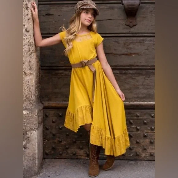 NWT Joyfolie Liza Dress Size 2 in Mustard Yellow Fall Autumn Lace‎