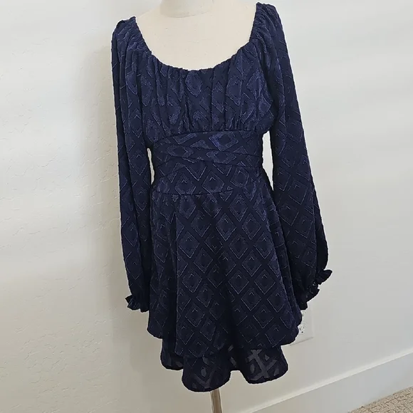 NWT Xtraordinary Navy Textured Metallic Formal Dress Girls Size 7