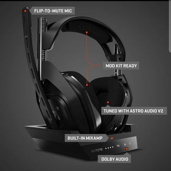 ASTRO Gaming A50 Wireless Headset Base Station PS5 PS4 PC Mac