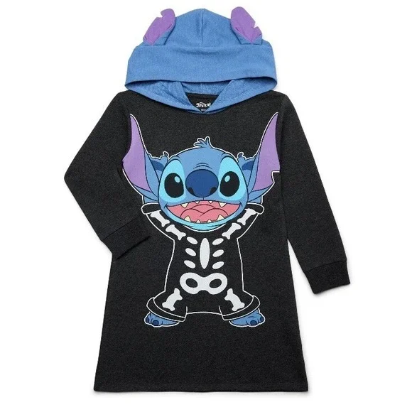 Disney Stitch Cosplay Hoodie Dress Girls Small 6-6X New with Tags Jet Black Soft