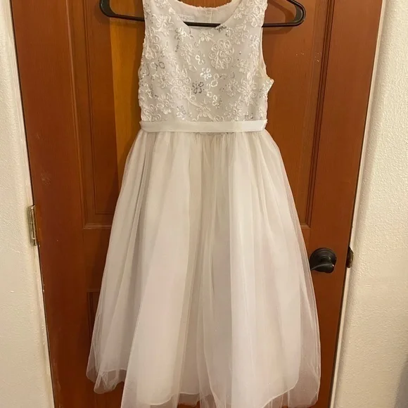 Puppy and Julie white tulle sequin little girl party dress
