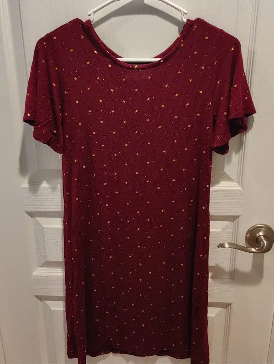 Old Navy Burgundy Gold Stars Dress