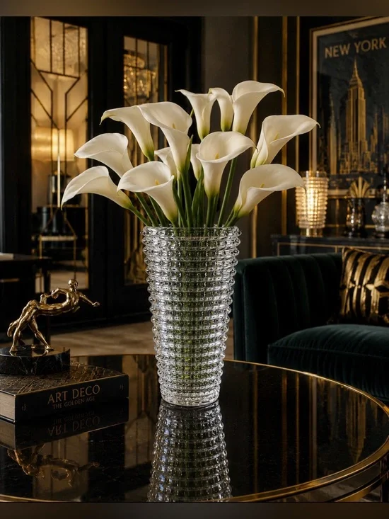 NEW SPARKLING LARGE FINE CRYSTAL VASE 11 in TALL LUXURY FLOWER ARRNGMNT EYE CUT