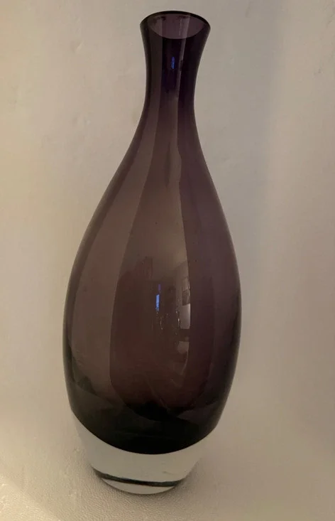 ✨ KROSNO Art Glass Flower Vase – Plum / Smoke – Poland ✨