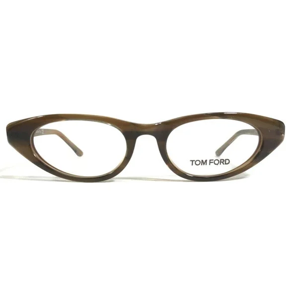 Tom Ford Eyeglasses Frames TF5120 095 Dark Clear Brown Round Full Rim 47-17-140