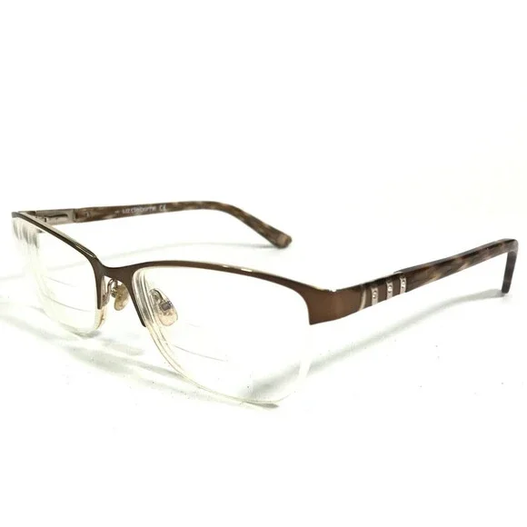 Liz Claiborne Eyeglasses Frames L015 0RF4 Brown Gold Cat Eye Half Rim 55-17-140