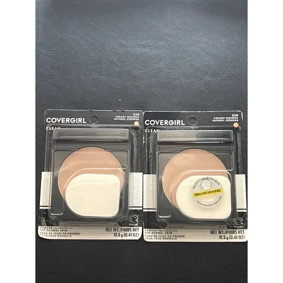 Lot of 2 Covergirl Clean Powder Foundation 520 Creamy Natural Normal Skin 0.41oz
