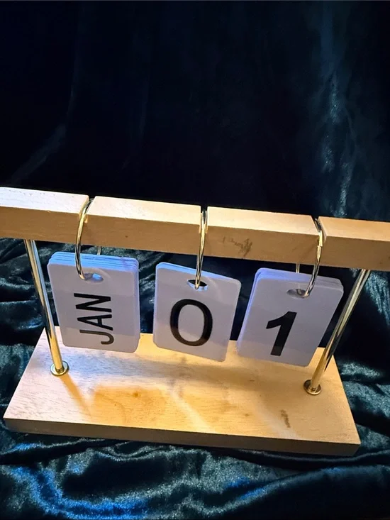 Wooden Perpetual Desk Calendar - Natural Wood office desk modern