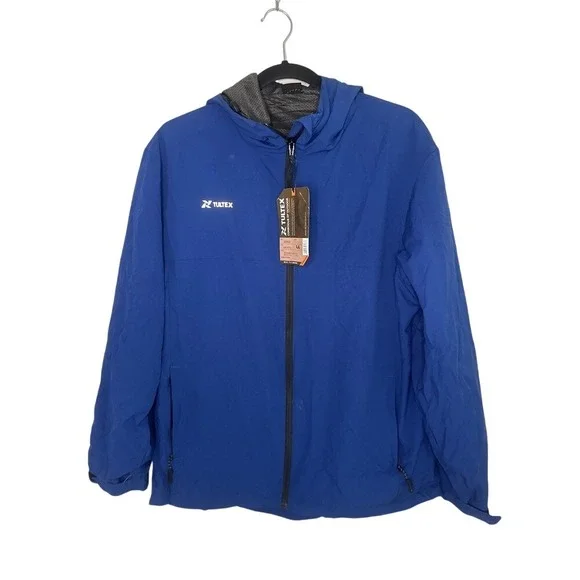 Tultex Outdoor Jacket MensBlue‎ Hooded Lightweight Rain WindbreakerSize L
